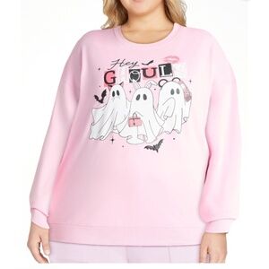 Hey Ghouls Women’s Pink Graphic Sweatshirt Size Medium (8-10) NWT